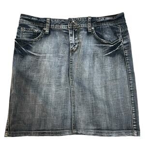 Y2K Mudd Denim Gray Blue Mini Skirt Womens Juniors 11 Grunge Indie Going Out